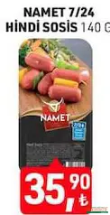 NAMET 7/24 HİNDİ SOSİS 140 GR fiyat ve kampanya bilgisi